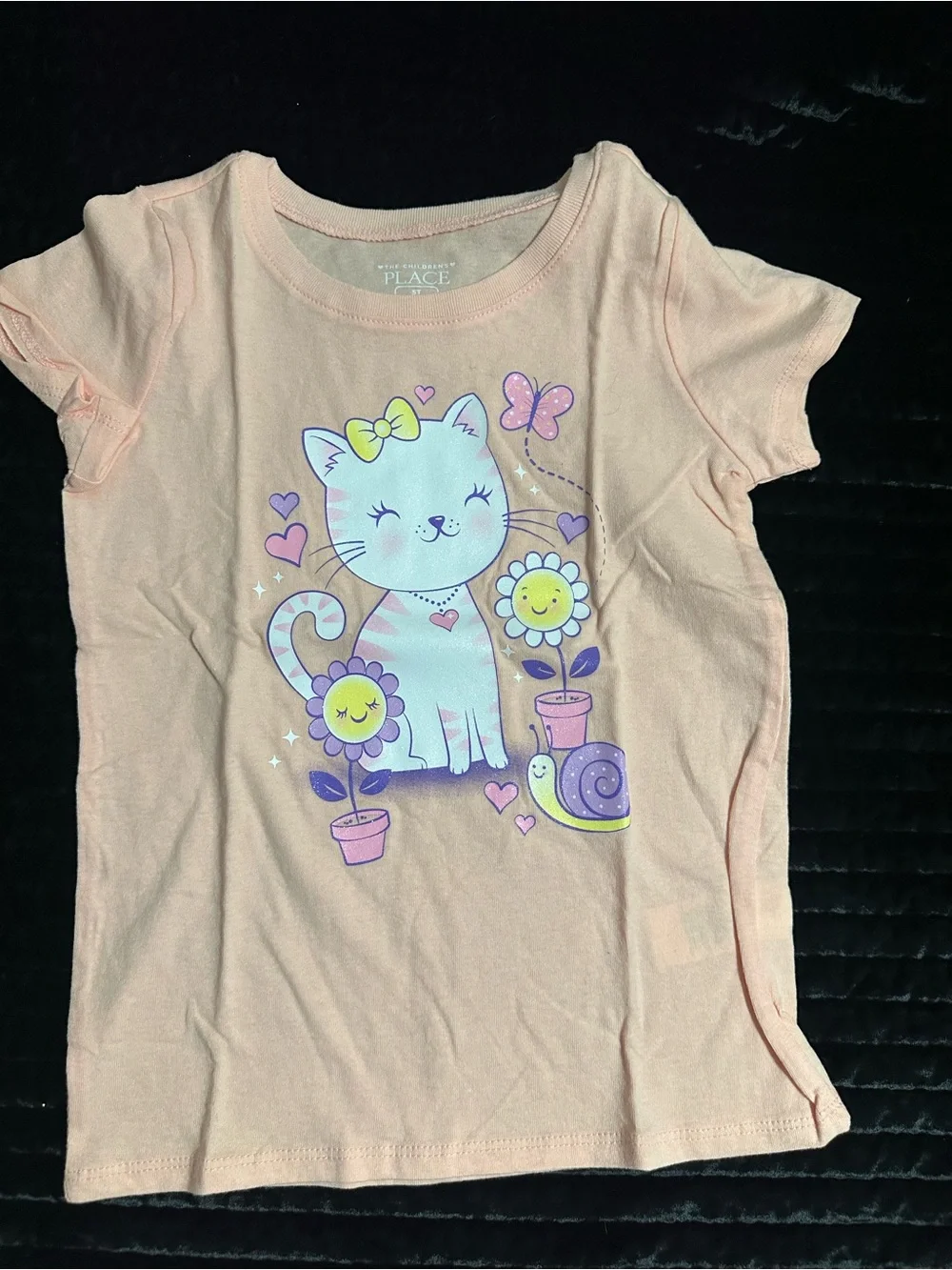 The Children's Place Pink & Yellow Cat and Bee Graphic Short Sleeve Tee Set